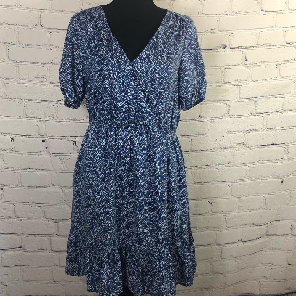 Lucky Brand 🍀 Wrap dress with Polka Dots. Size:(SP) Color: Blue/white/ Red .